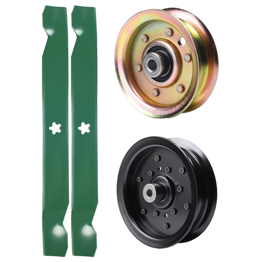 test -  UDC Parts Mower Kit / Pulley 532196106 + Pulley 173437 + 2 Pack Blades 138971 / Fits Husqvarna YTH2042 XP