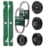 Bulk Lawn Mower Pulleys -  UDC Parts Mower Kit / Belt 138255 + Belt 140218 + Pulley 195945 + Pulley 532194326 + Pulley 532196106 + Pulley 532194327 + 2 Pack Blades 138971 / Fits Jonsered LT2217A