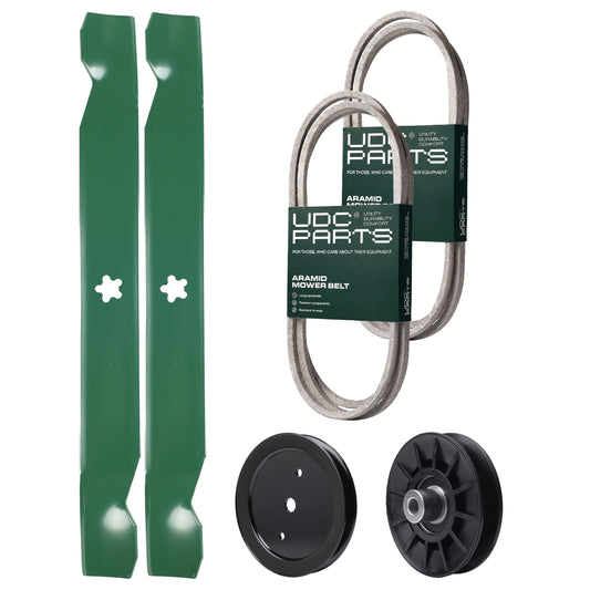 Products -  UDC Parts Mower Kit / Belt 130969 + Belt 144959 + Pulley 195945 + Pulley 532194326 + 2 Pack Blades 138971 / Fits Jonsered LT2218A