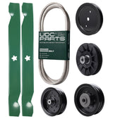 Products -  UDC Parts Mower Kit / Belt 130969 + Pulley 195945 + Pulley 532194326 + Pulley 532196104 + Pulley 532196106 + 2 Pack Blades 138971 / Fits Husqvarna YTH23V42