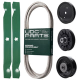 Products -  UDC Parts Mower Kit / Belt 130969 + Pulley 195945 + Pulley 532194326 + Pulley 532196104 + 2 Pack Blades 138971 / Fits Husqvarna YTH23V42