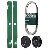 Products -  UDC Parts Mower Kit / Belt 194346 + Pulley 195945 + Pulley 532194327 + 2 Pack Blades 138971 / Fits Husqvarna LT1942 YT16542 YT16542T YT1942 YT1942T