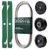 Products -  UDC Parts Mower Kit / Belt 130969 + Pulley 195945 + Pulley 532196104 + Pulley 532196106 + 2 Pack Blades 138971 / Fits Husqvarna YTH23V42