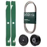 Products -  UDC Parts Mower Kit / Belt 130969 + Pulley 195945 + Pulley 532196104 + 2 Pack Blades 138971 / Fits Husqvarna YTH23V42