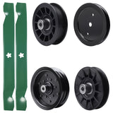  UDC Parts Mower Kit / Pulley 195945 + Pulley 532194326 + Pulley 532196106 + Pulley 532194327 + 2 Pack Blades 138971 / Fits Poulan Pro PB145G42 PB15542LT PB175A42LT PB175A46 PB175G42 PB185A42