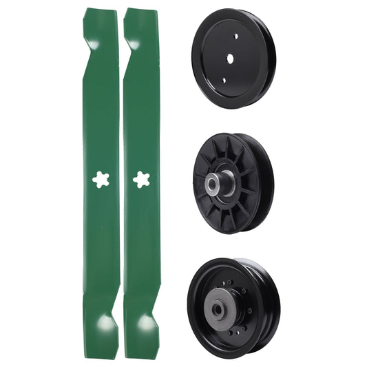 test -  UDC Parts Mower Kit / Pulley 195945 + Pulley 532194326 + Pulley 532196104 + 2 Pack Blades 138971 / Fits Husqvarna YTH23V42