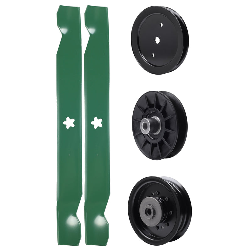 test -  UDC Parts Mower Kit / Pulley 195945 + Pulley 532194326 + Pulley 532196104 + 2 Pack Blades 138971 / Fits Husqvarna YTH23V42