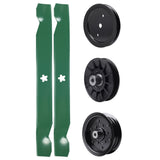 test -  UDC Parts Mower Kit / Pulley 195945 + Pulley 532194326 + Pulley 532196106 + 2 Pack Blades 138971 / Fits Jonsered LT2216 LT2216A2 LT2217A LT2223A2 LT2317A LT2317A2 YT42