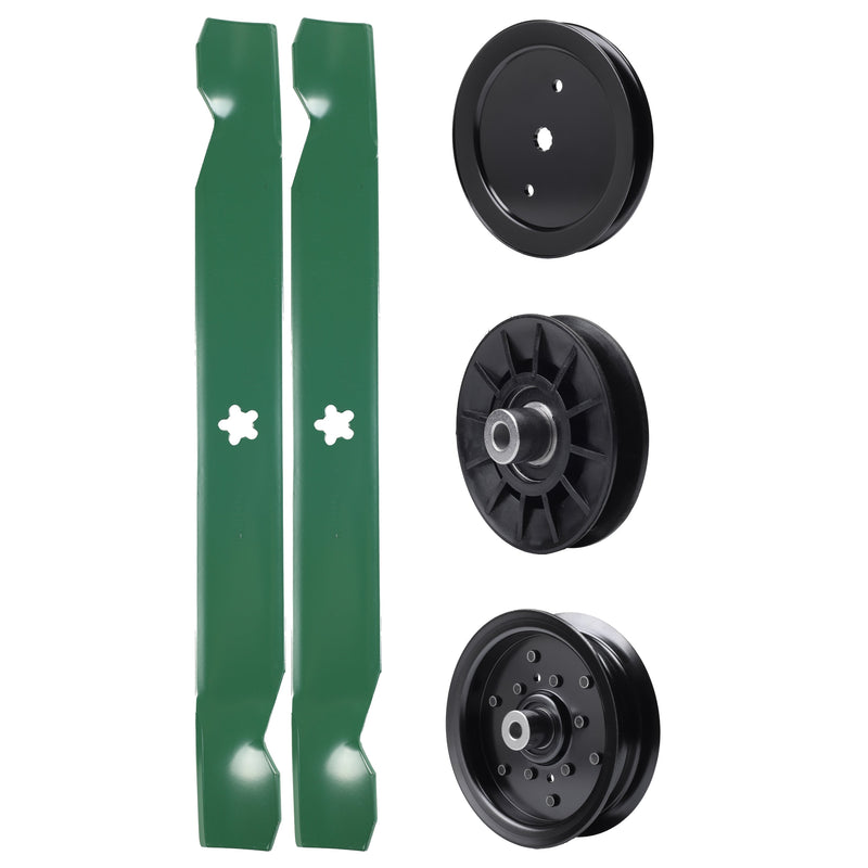 test -  UDC Parts Mower Kit / Pulley 195945 + Pulley 532194326 + Pulley 532196106 + 2 Pack Blades 138971 / Fits Jonsered LT2216 LT2216A2 LT2217A LT2223A2 LT2317A LT2317A2 YT42