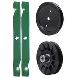 test -  UDC Parts Mower Kit / Pulley 195945 + Pulley 532194326 + 2 Pack Blades 138971 / Fits Poulan C20H42YT PO175A42LT XT195H42LT