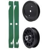 test -  UDC Parts Mower Kit / Pulley 195945 + Pulley 532194327 + 2 Pack Blades 138971 / Fits Statesman SO20H42YT