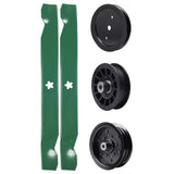 test -  UDC Parts Mower Kit / Pulley 195945 + Pulley 532196106 + Pulley 532194327 + 2 Pack Blades 138971 / Fits Husqvarna LT1942 LT2223A2 LTH171 YT16542 YT16542T YT1942 YT1942T YTA18542 YTA19K42 YTH20K42