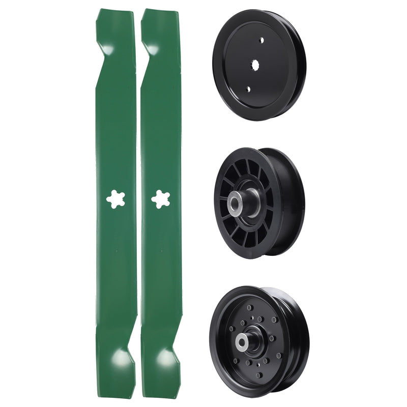 test -  UDC Parts Mower Kit / Pulley 195945 + Pulley 532196106 + Pulley 532194327 + 2 Pack Blades 138971 / Fits Husqvarna LT1942 LT2223A2 LTH171 YT16542 YT16542T YT1942 YT1942T YTA18542 YTA19K42 YTH20K42