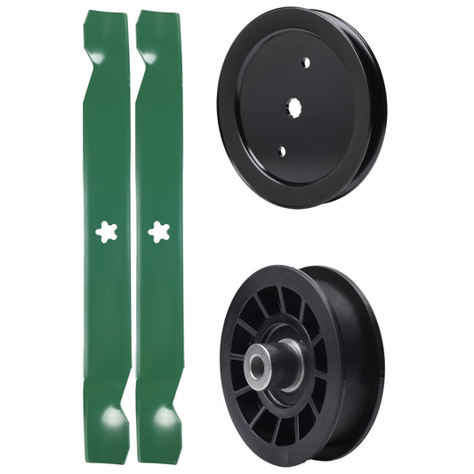 test -  UDC Parts Mower Kit / Pulley 195945 + Pulley 532194327 + 2 Pack Blades 138971 / Fits Jonsered LT2216 LT2216A2 LT2217A LT2317A LT2317A2 YT42