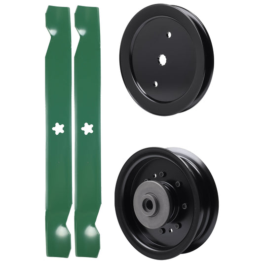 test -  UDC Parts Mower Kit / Pulley 195945 + Pulley 532196104 + 2 Pack Blades 138971 / Fits Husqvarna YTH23V42