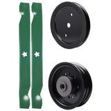 test -  UDC Parts Mower Kit / Pulley 195945 + Pulley 532196104 + 2 Pack Blades 138971 / Fits Husqvarna YTH23V42