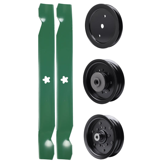 test -  UDC Parts Mower Kit / Pulley 195945 + Pulley 532196104 + Pulley 532196106 + 2 Pack Blades 138971 / Fits Husqvarna YTH23V42
