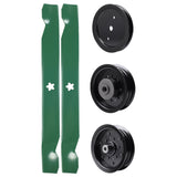 test -  UDC Parts Mower Kit / Pulley 195945 + Pulley 532196104 + Pulley 532196106 + 2 Pack Blades 138971 / Fits Husqvarna YTH23V42