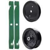 test -  UDC Parts Mower Kit / Pulley 532195945 + Pulley 532196106 + 2 Pack Blades 138971 / Fits Weed Eater W17542H