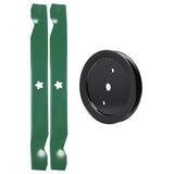  UDC Parts Mower Kit / Pulley 532195945 + 2 Pack Blades 138971 / Fits Weed Eater W17542H