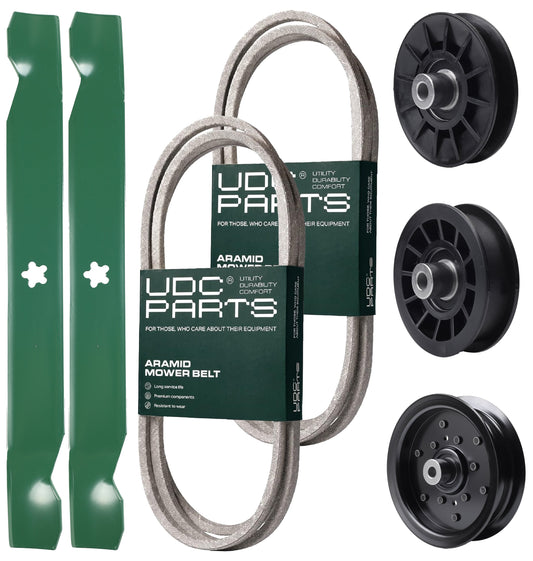 Wholesale Lawn Mower Parts -  UDC Parts Mower Kit / Belt 144959 + Belt 197253 + Pulley 532194326 + Pulley 532196106 + Pulley 532194327 + 2 Pack Blades 138971 / Fits Husqvarna LTH171