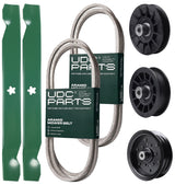 Wholesale Lawn Mower Parts -  UDC Parts Mower Kit / Belt 130969 + Belt 140218 + Pulley 532194326 + Pulley 532196106 + Pulley 532194327 + 2 Pack Blades 138971 / Fits Jonsered LT2216A2 LT2217A