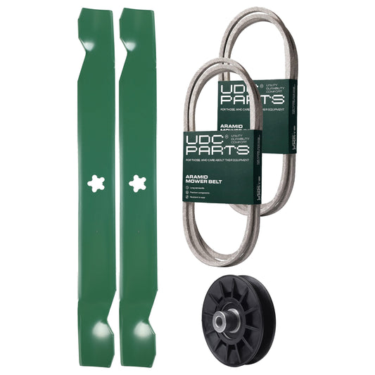 Products -  UDC Parts Mower Kit / Belt 140218 + Belt 144959 + Pulley 532194326 + 2 Pack Blades 138971 / Fits Jonsered LT2218A LT2218A2