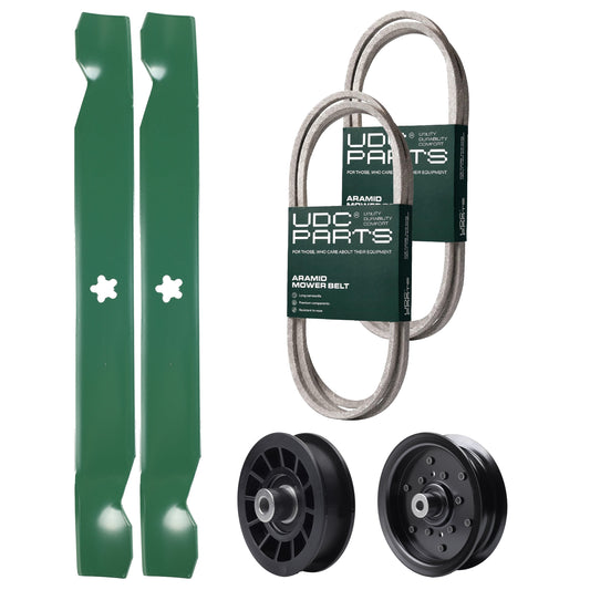 Products -  UDC Parts Mower Kit / Belt 194346 + Belt 197253 + Pulley 532196106 + Pulley 532194327 + 2 Pack Blades 138971 / Fits Poulan Pro PP155G42