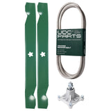 Products -  UDC Parts Mower Kit / Belt 140294 + Spindle 532174356 + 2 Pack Blades 138971 / Fits Husqvarna LTH1542 YTH130