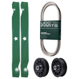  UDC Parts Mower Kit / Belt 197253 + Pulley 532194326 + Pulley 532194327 + 2 Pack Blades 138971 / Fits Jonsered LT2216 LT2216A2 LT2217A