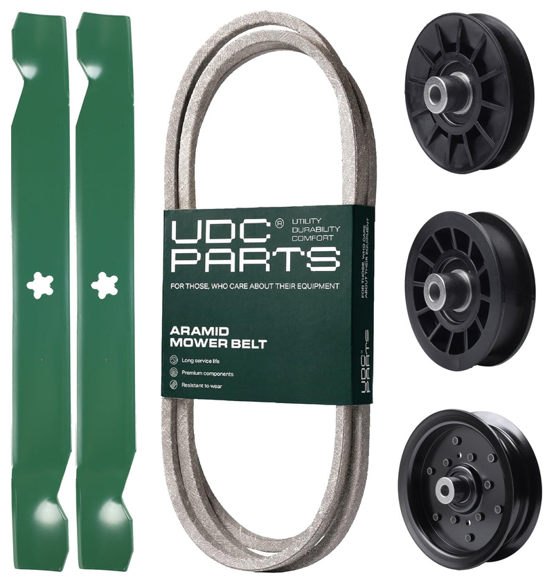 Products -  UDC Parts Mower Kit / Belt 197253 + Pulley 532194326 + Pulley 532196106 + Pulley 532194327 + 2 Pack Blades 138971 / Fits Poulan C20H42YT PO175A42LT