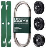 Products -  UDC Parts Mower Kit / Belt 130969 + Pulley 532194326 + Pulley 532196106 + Pulley 532194327 + 2 Pack Blades 138971 / Fits Poulan XT195H42LT
