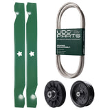  UDC Parts Mower Kit / Belt 197253 + Pulley 532194326 + Pulley 532196106 + 2 Pack Blades 138971 / Fits Poulan Pro PB175A42LT PB175A46 PB185A42 PB195A46LT PB195H42LT PB195H42LTX PB19H42YT PB20A42LT