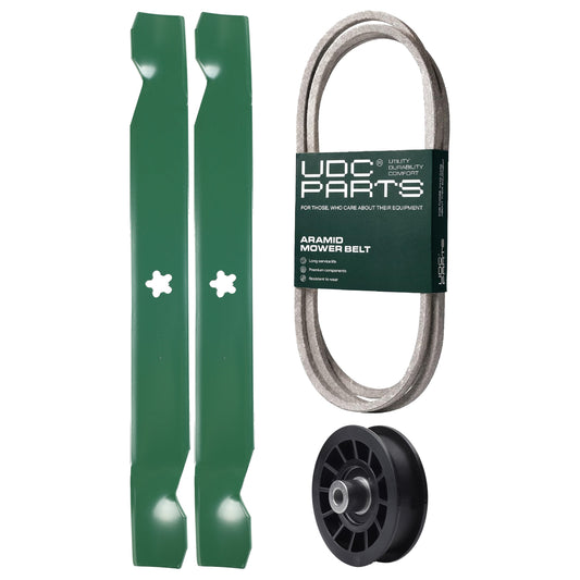 Products -  UDC Parts Mower Kit / Belt 140218 + Pulley 532194327 + 2 Pack Blades 138971 / Fits Husqvarna LTH171