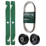 Products -  UDC Parts Mower Kit / Belt 130969 + Pulley 532196104 + Pulley 532196106 + 2 Pack Blades 138971 / Fits Husqvarna YTH23V42
