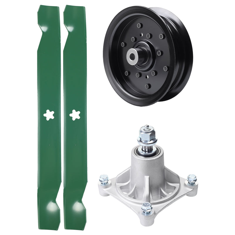 Products -  UDC Parts Mower Kit / Pulley 532196106 + Spindle 532174356 + 2 Pack Blades 138971 / Fits Poulan Pro PP42SZ
