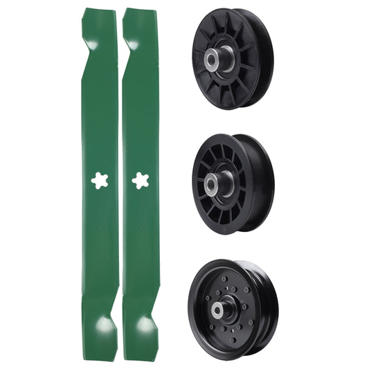 test -  UDC Parts Mower Kit / Pulley 532194326 + Pulley 532196106 + Pulley 532194327 + 2 Pack Blades 138971 / Fits Statesman SO20H42YT