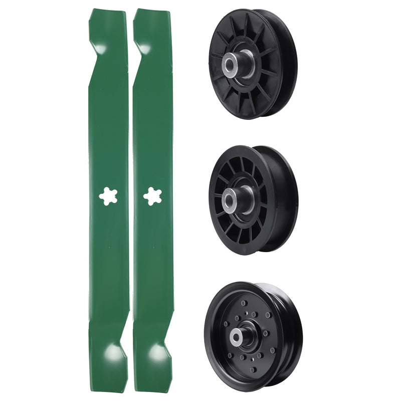 test -  UDC Parts Mower Kit / Pulley 532194326 + Pulley 532196106 + Pulley 532194327 + 2 Pack Blades 138971 / Fits Statesman SO20H42YT
