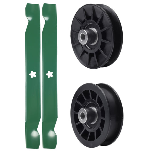 test -  UDC Parts Mower Kit / Pulley 532194326 + Pulley 532194327 + 2 Pack Blades 138971 / Fits Husqvarna BZ6134D LT1942 LT2223A2 LTH171 LTH2038R TS138 TS142K TS142L TS142X TS142XK YT16542 YT16542T YT1942