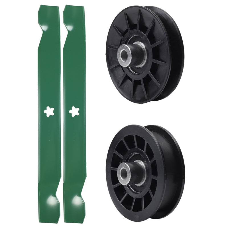 test -  UDC Parts Mower Kit / Pulley 532194326 + Pulley 532194327 + 2 Pack Blades 138971 / Fits Poulan C20H42YT PO175A42LT XT195H42LT