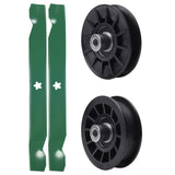 test -  UDC Parts Mower Kit / Pulley 532194326 + Pulley 532194327 + 2 Pack Blades 138971 / Fits Jonsered LT2216 LT2216A2 LT2217A LT2317A LT2317A2 YT42