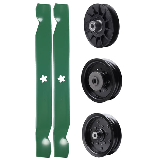 test -  UDC Parts Mower Kit / Pulley 532194326 + Pulley 532196104 + Pulley 532196106 + 2 Pack Blades 138971 / Fits Husqvarna YTH23V42