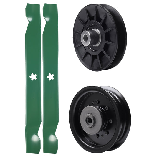 test -  UDC Parts Mower Kit / Pulley 532194326 + Pulley 532196104 + 2 Pack Blades 138971 / Fits Husqvarna YTH23V42
