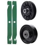 test -  UDC Parts Mower Kit / Pulley 532194326 + Pulley 532196104 + 2 Pack Blades 138971 / Fits Husqvarna YTH23V42