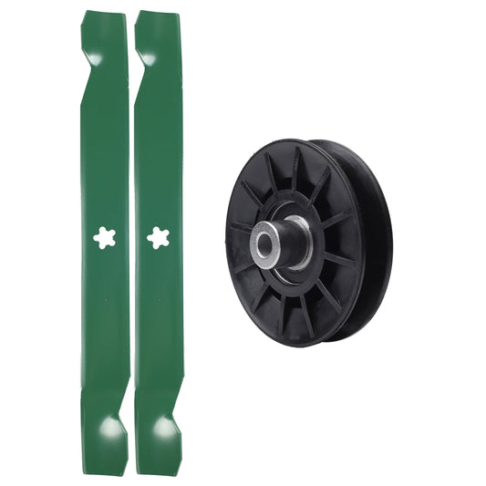 test -  UDC Parts Mower Kit / Pulley 532194326 + 2 Pack Blades 138971 / Fits Poulan Pro PB145G42 PB15542LT PB175A42LT PB175A46 PB175G42 PB185A42 PB195A46LT PB195H42LT PB195H42LTX PB19H42YT PB2042YT PB20A42LT