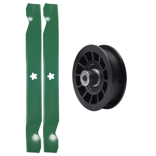 test -  UDC Parts Mower Kit / Pulley 532194327 + 2 Pack Blades 138971 / Fits Poulan Pro PB145G42 PB15542LT PB175A42LT PB175A46 PB175G42 PB185A42 PB195A46LT PB195H42LT PB195H42LTX PB19H42YT PB2042YT PB20A42LT