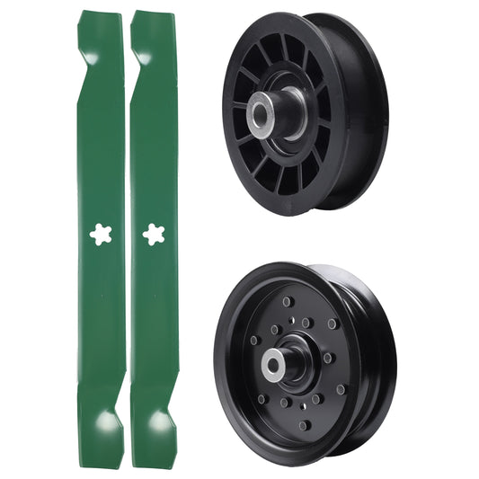 test -  UDC Parts Mower Kit / Pulley 532196106 + Pulley 532194327 + 2 Pack Blades 138971 / Fits Poulan C20H42YT PO175A42LT XT195H42LT