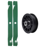  UDC Parts Mower Kit / Pulley 532194327 + 2 Pack Blades 138971 / Fits Jonsered LT2216 LT2216A2 LT2217A LT2317A LT2317A2 YT42