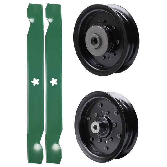 test -  UDC Parts Mower Kit / Pulley 532196106 + Pulley 532196104 + 2 Pack Blades 138971 / Fits Husqvarna RZ4619 RZ4620 RZ5422 RZ5424