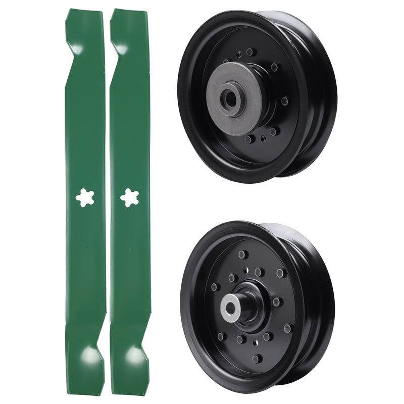 test -  UDC Parts Mower Kit / Pulley 532196106 + Pulley 532196104 + 2 Pack Blades 138971 / Fits Husqvarna RZ4619 RZ4620 RZ5422 RZ5424